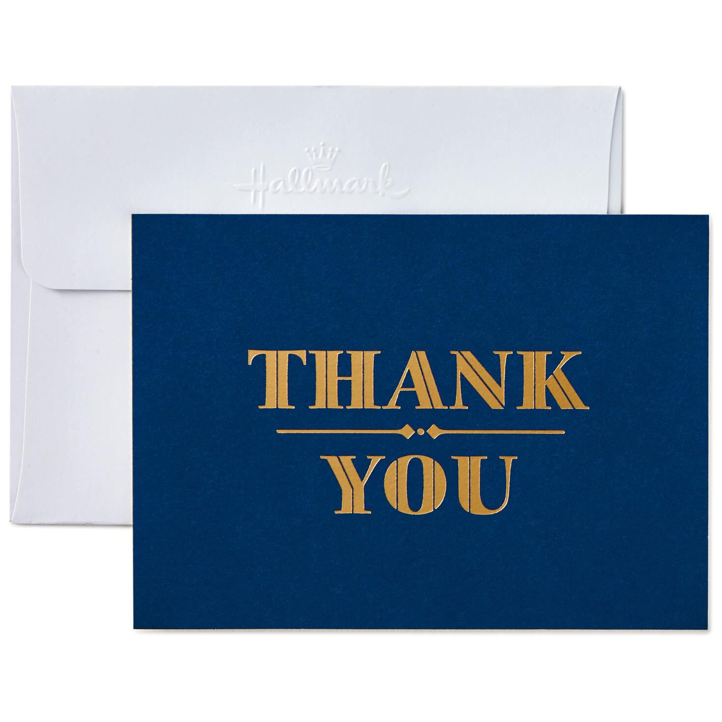 Gold on Navy Thank You Notes, Box of 10 Note Cards & Stationery