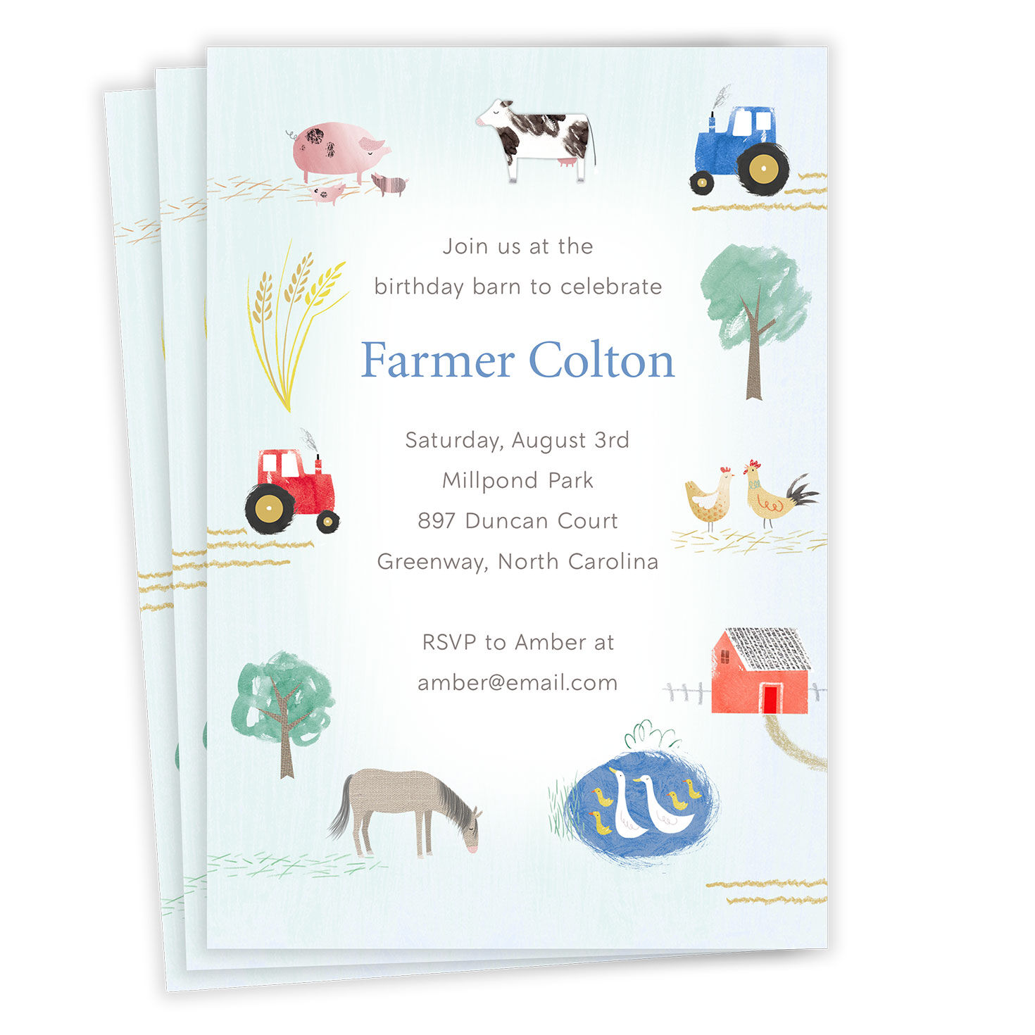 Storybook Farm Flat Birthday Invitation