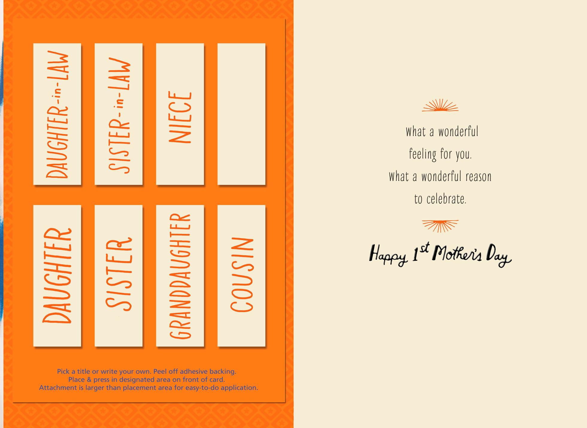 Floral First Mother's Day Card With Customizable Female Relative Stickers