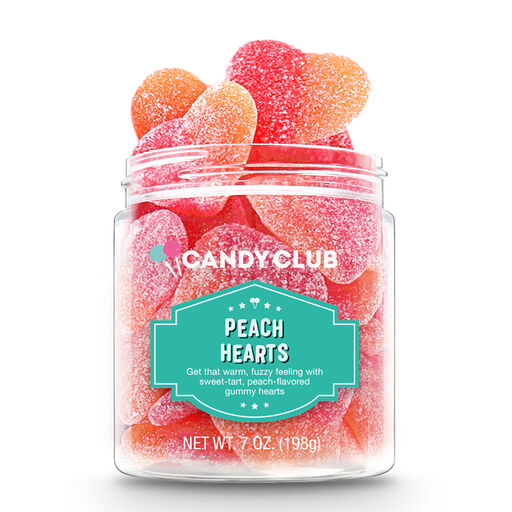 Candy Club Peach Hearts Candy Jar, 7 oz., 