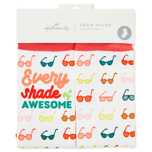 Shades of Awesome Sunglasses Fun Crew Socks, 
