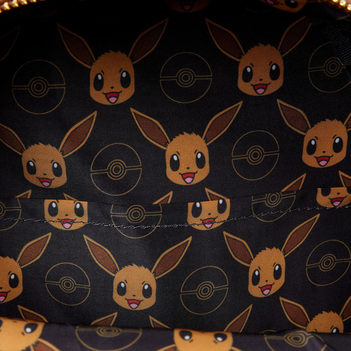 Brown Pok&eacute;mon Eevee Winky Face Mini Backpack closeup fabric detail image number 4