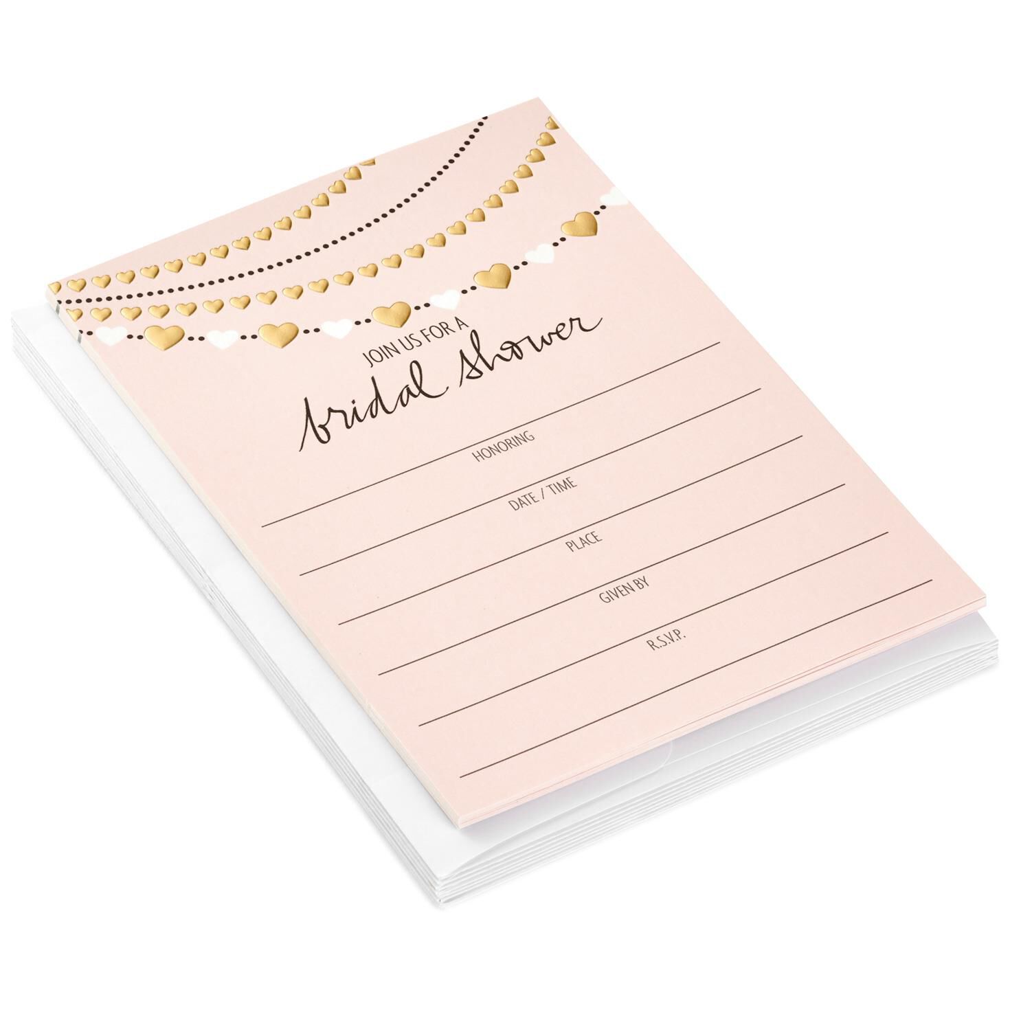 Heart Garland Bridal Shower Invitations Pack Of 10 Invitations