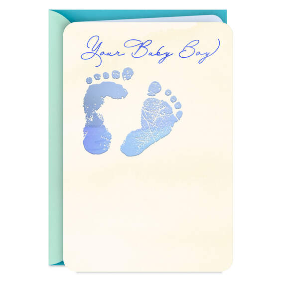 Footprints on Your Heart New Baby Boy Card