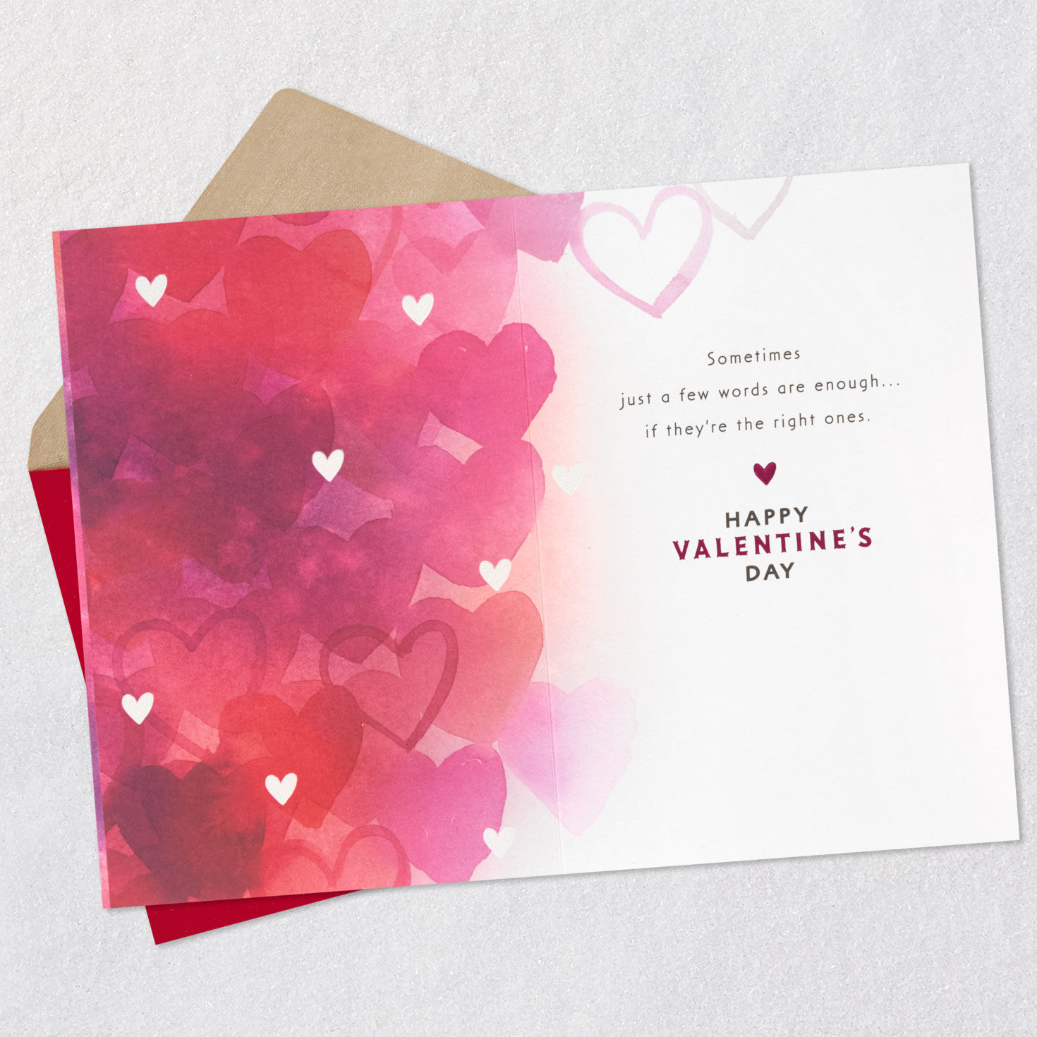Pink, Purple and Orange Watercolor Valentine's Day Card Open card with envelope image number 3