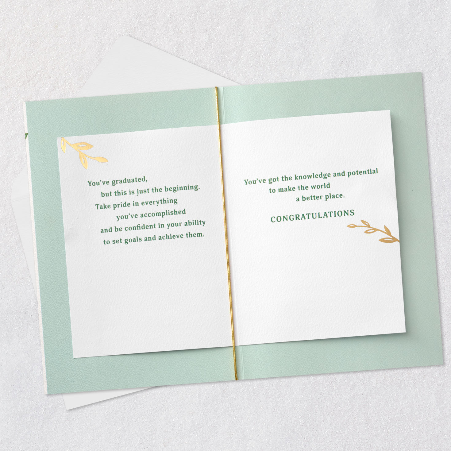 Watercolor Flowers Graduation Card for Her open card with envelope image number 4