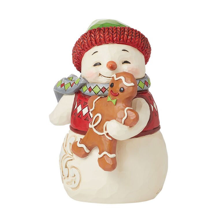 Jim Shore Snowman With Gingerbread Cookie Mini Figurine, 3.7"