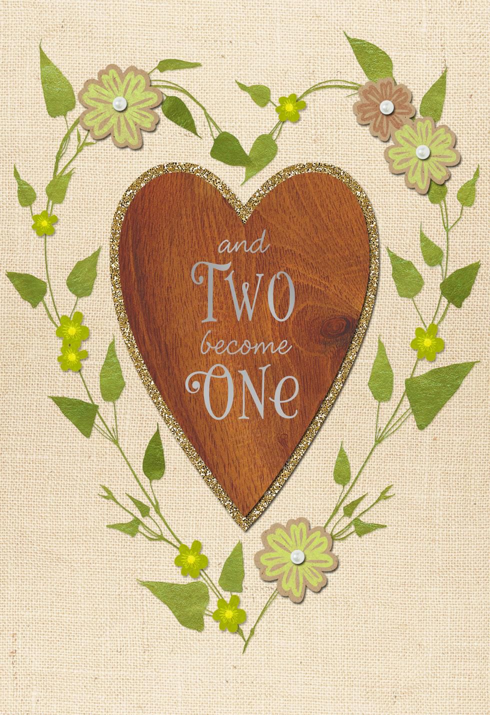 Two Hearts, One Love Story Wedding Card