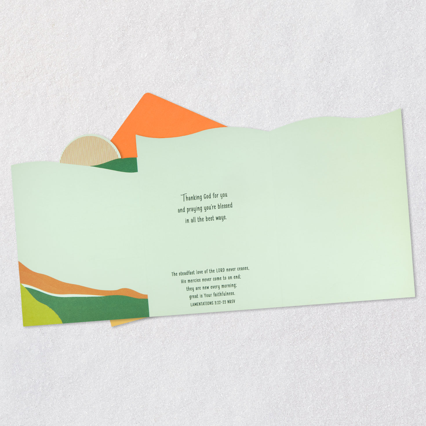 Layered Sunrise and Hills Christian Birthday Card Open card with envelope image number 6