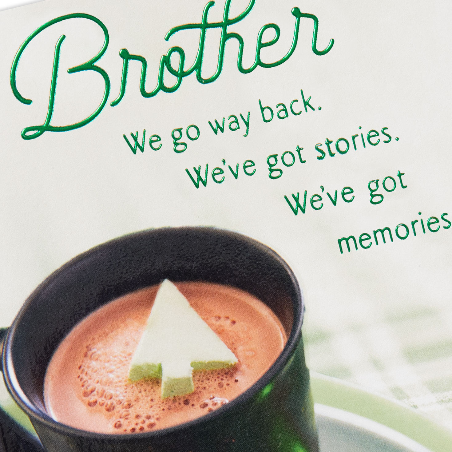 Hot Cocoa and Ornaments Brother Christmas Card Card Front Detail image number 4