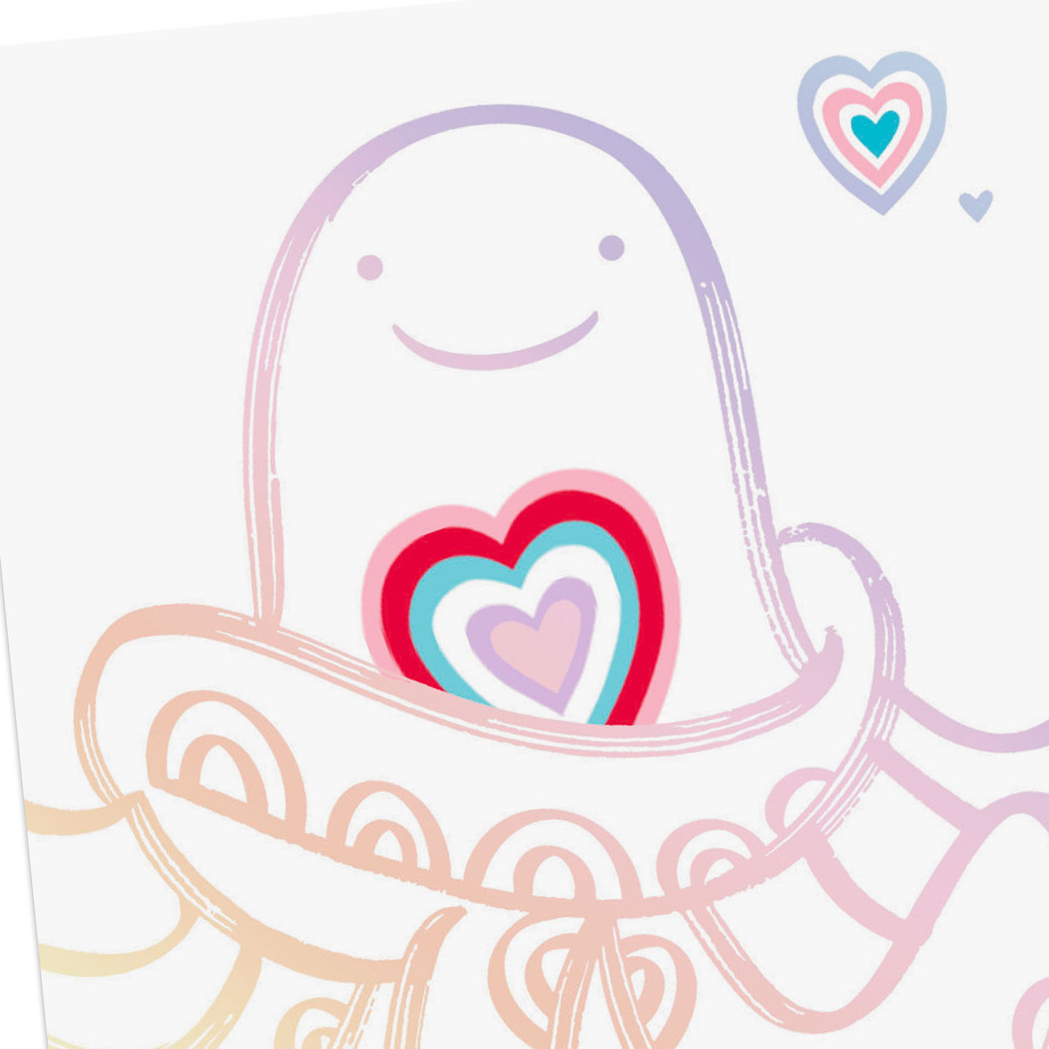 Holographic Foil Octopus Cartoon Valentine's Day Card Cover Detail image number 4