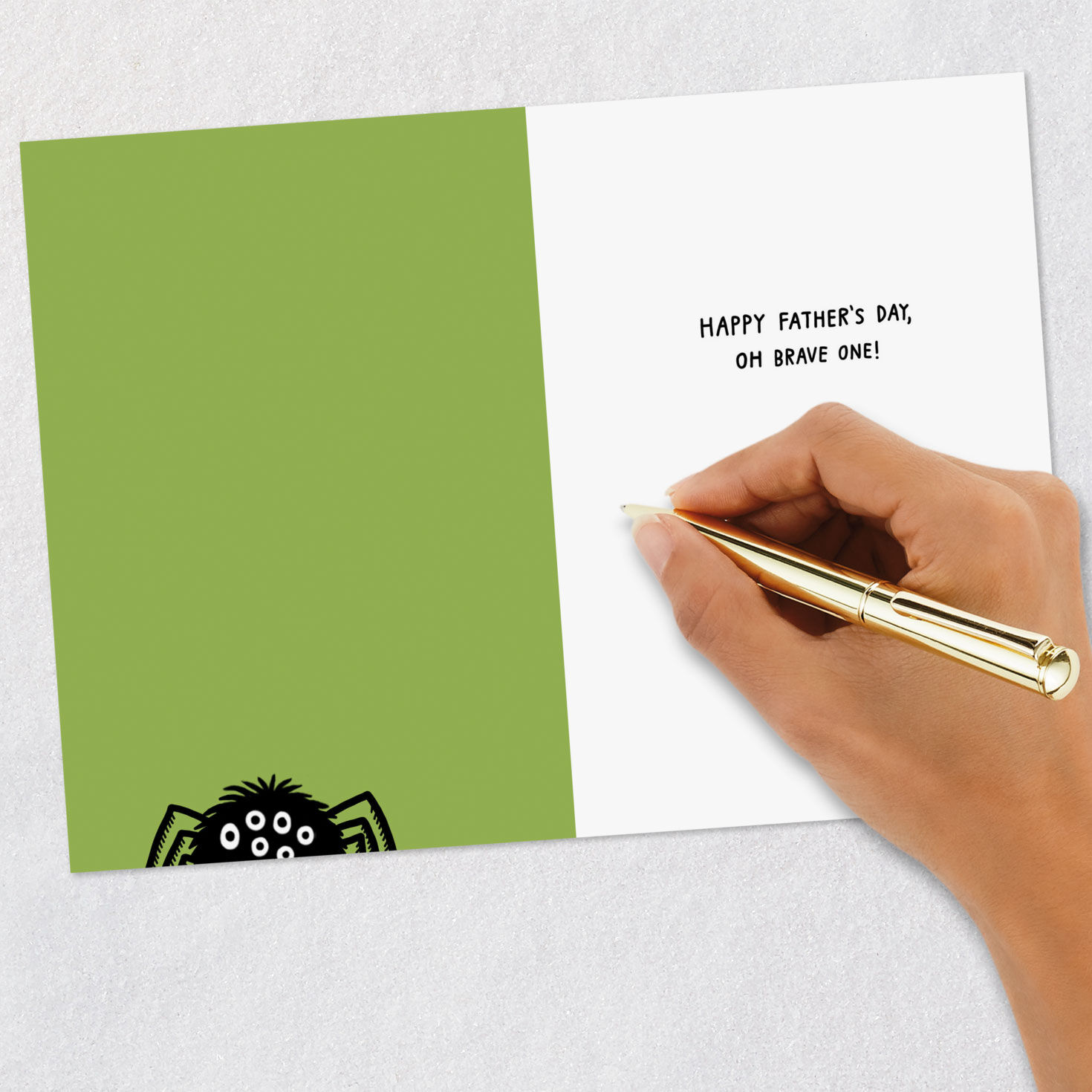 Husband and Giant Spider Funny Father's Day Card Signing card image number 6