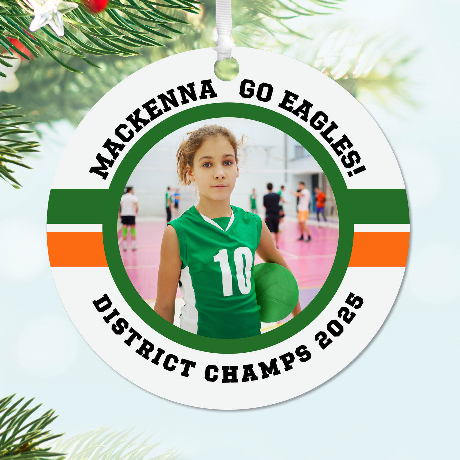 Volleyball Round Metal Personalized Ornament, Custom Photo and Text for only USD 17.99 | Hallmark
