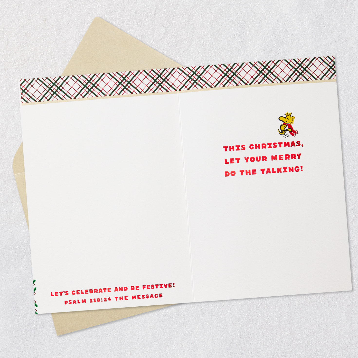 Peanuts Snoopy in Scarf Religious Christmas Card Open card with envelope image number 4