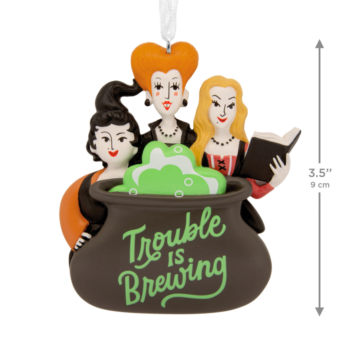 Hocus Pocus Sisters Cauldron Christmas Ornament measurement image number 3