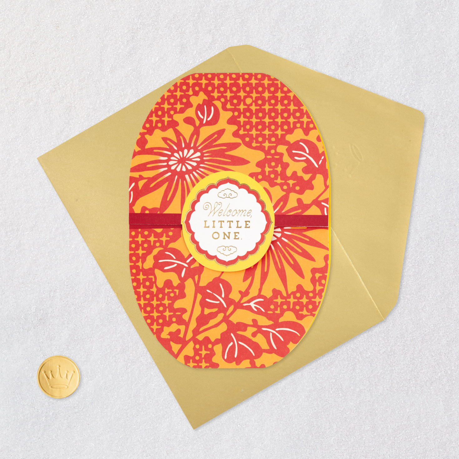 New Baby Card Welcome Little One Chick Card Front with Envelope and Gold Seal image number 7