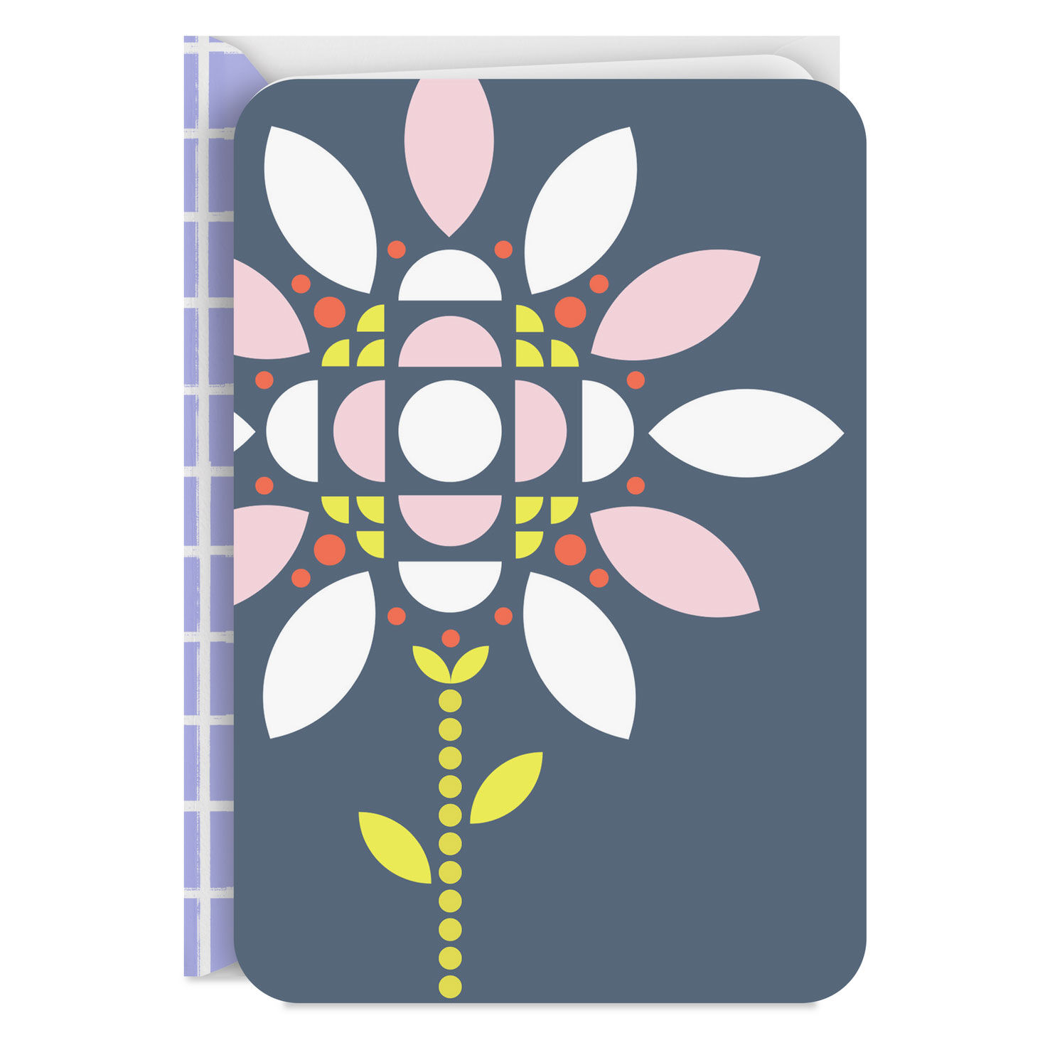Geometric Flower on Blue Blank Card