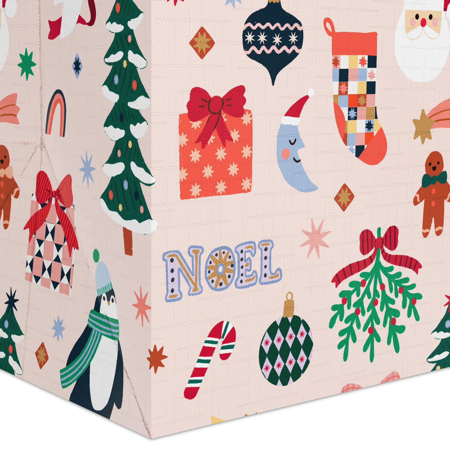 Cozy Icons on Blush Jumbo Christmas Bag Base/Side Detail image number 5