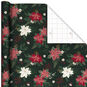 Poinsettias on Black Christmas Wrapping Paper Roll  image number 1