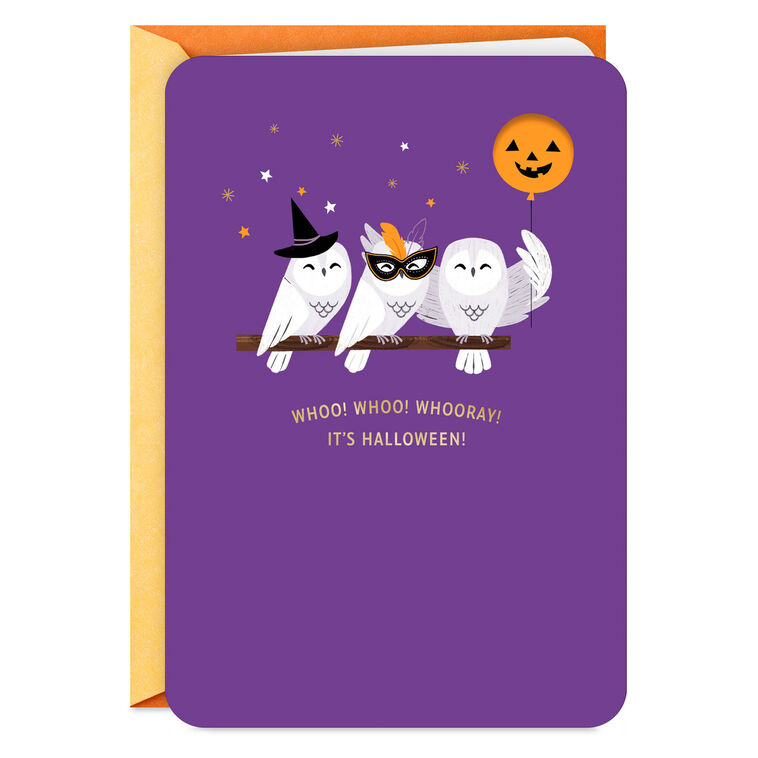 Happy-Go-Party Owls Halloween Card