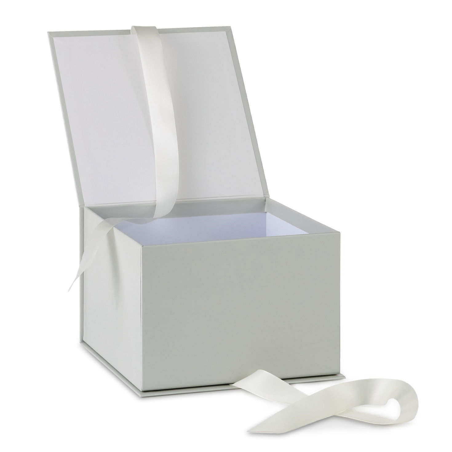 Solid White Large Square Gift Box with Lid open image number 4