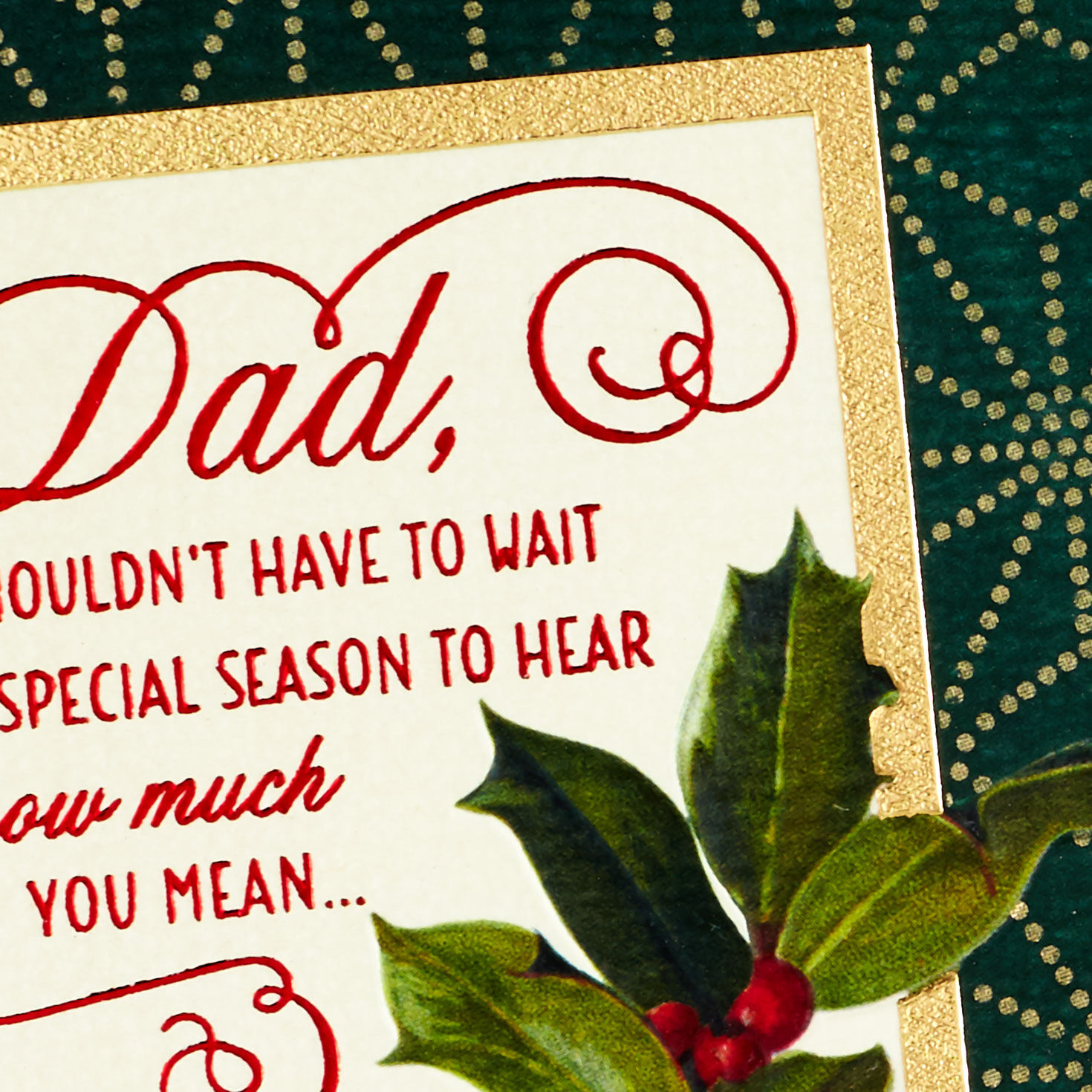 Holly Berries Gold Christmas Card for Dad Card Front Detail image number 5