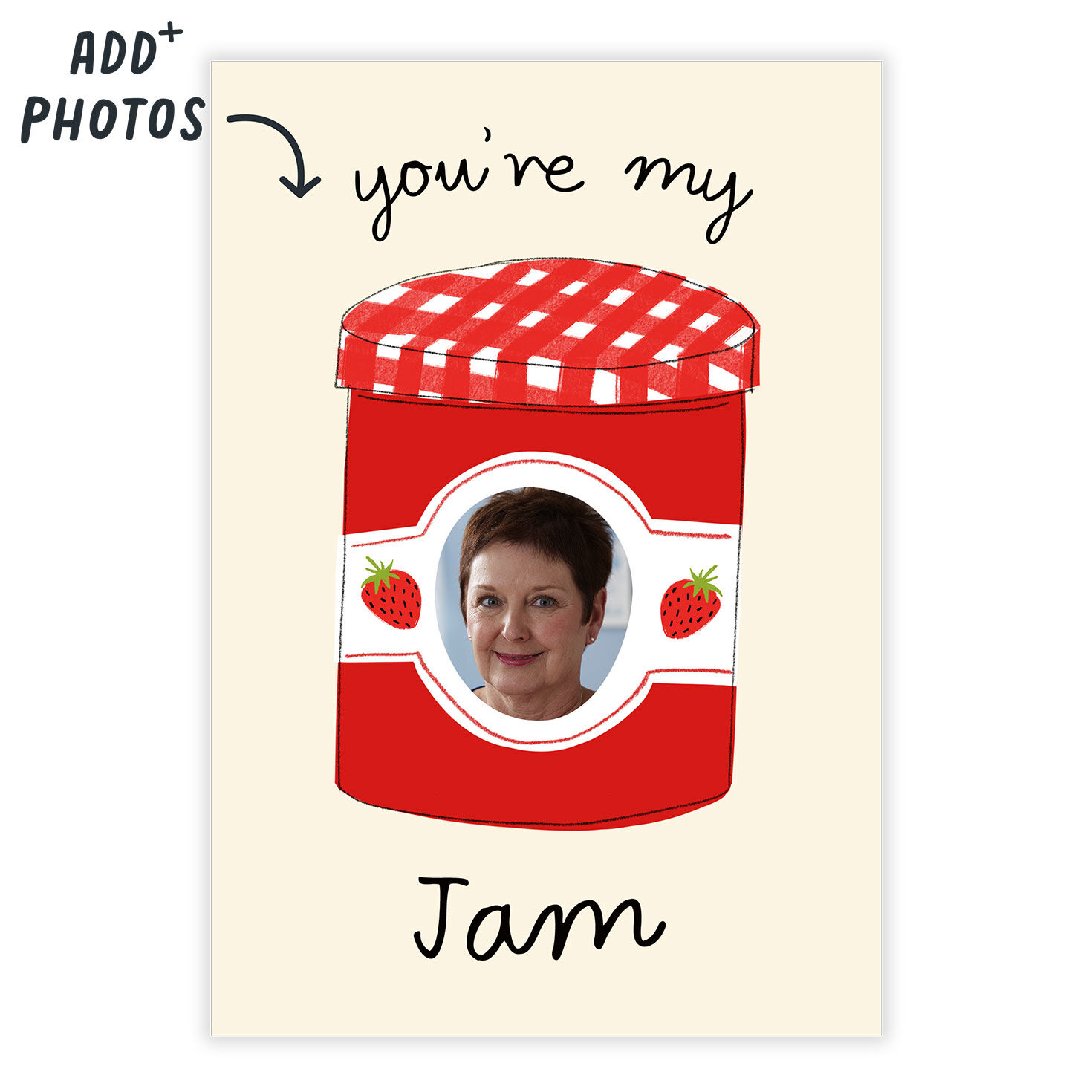 Strawberry Jam Jar Personalized Love Card Card Front indicating personalization image number 2