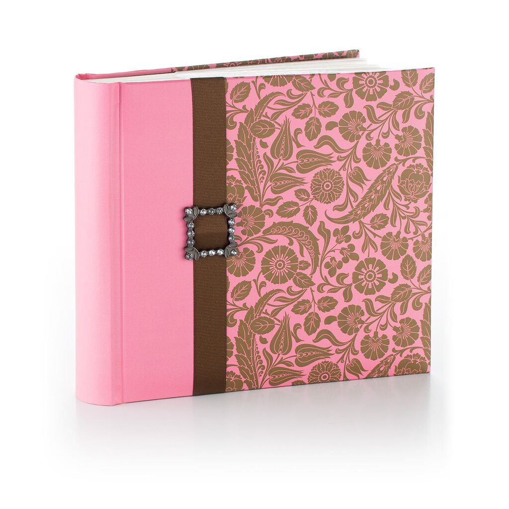 vintage pink and brown floral photo album