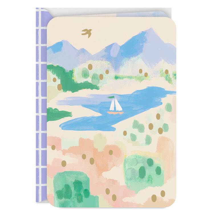 Sailboat on Mountain Lake Blank Card