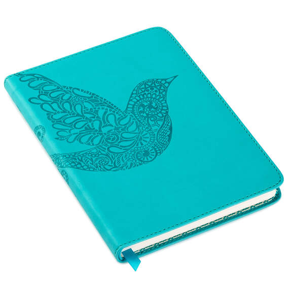 Embossed Bird Turquoise Faux Leather Notebook