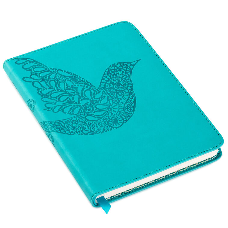 Embossed Bird Turquoise Faux Leather Notebook
