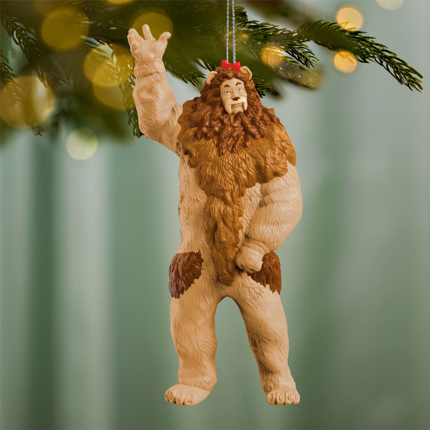The Wizard of Oz Cowardly Lion Keepsake Ornament Hanging on tree image number 2