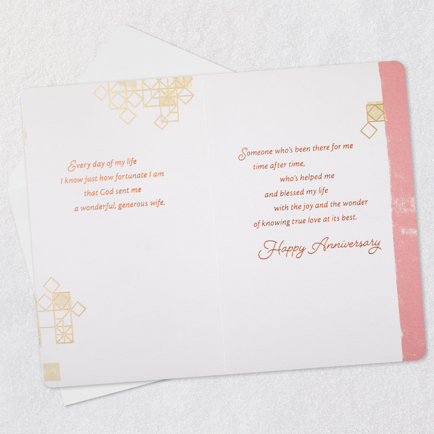 Pink Rose with Gold Geometric Pattern 50th Anniversary Card  image number 4