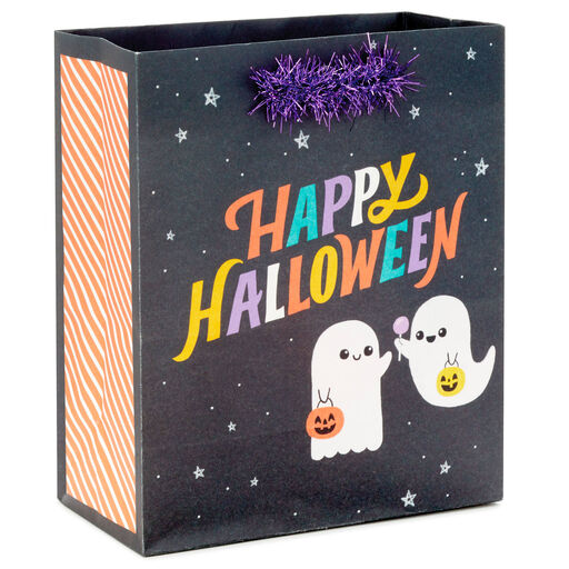6.5" Ghosts on Black Small Halloween Gift Bag, 