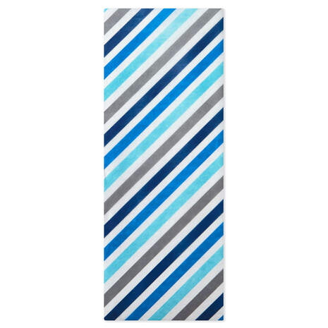 Blue and Gray Diagonal Stripes Tissue Paper, 4 sheets, , large