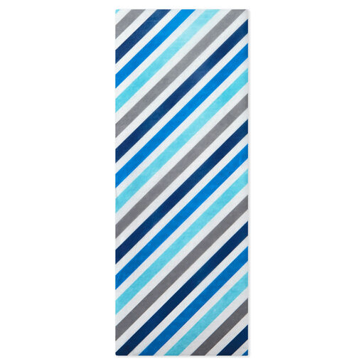 Blue and Gray Diagonal Stripes Tissue Paper, 4 sheets, 