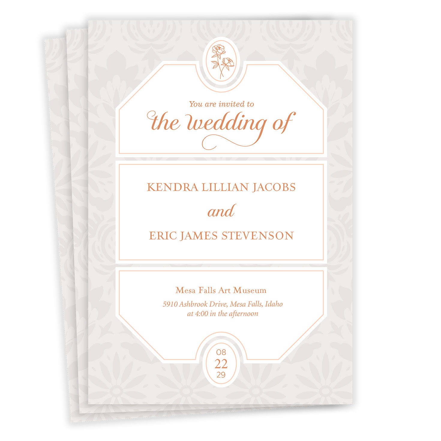 Elegant Damask Flat Wedding Invitation