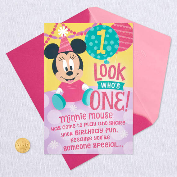 Disney Minnie Mouse Cupcake Pop-Up First Birthday Card, , large image number 5