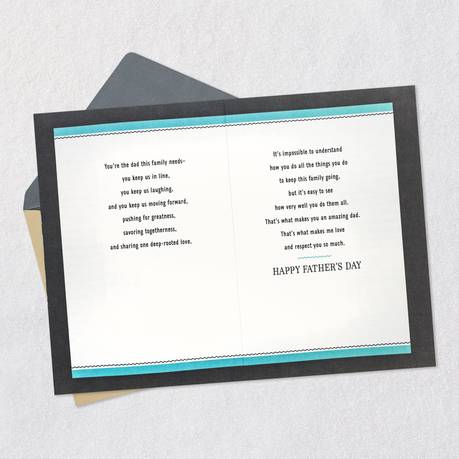 Metallic Gears Dad Father's Day Card Open card with envelope image number 4