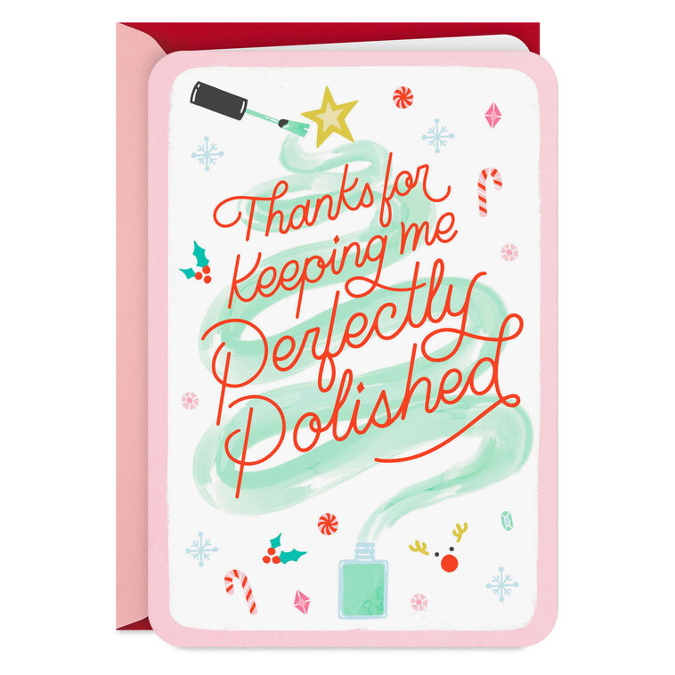 Perfectly Polished Christmas Thank-You Card for Nail Technician