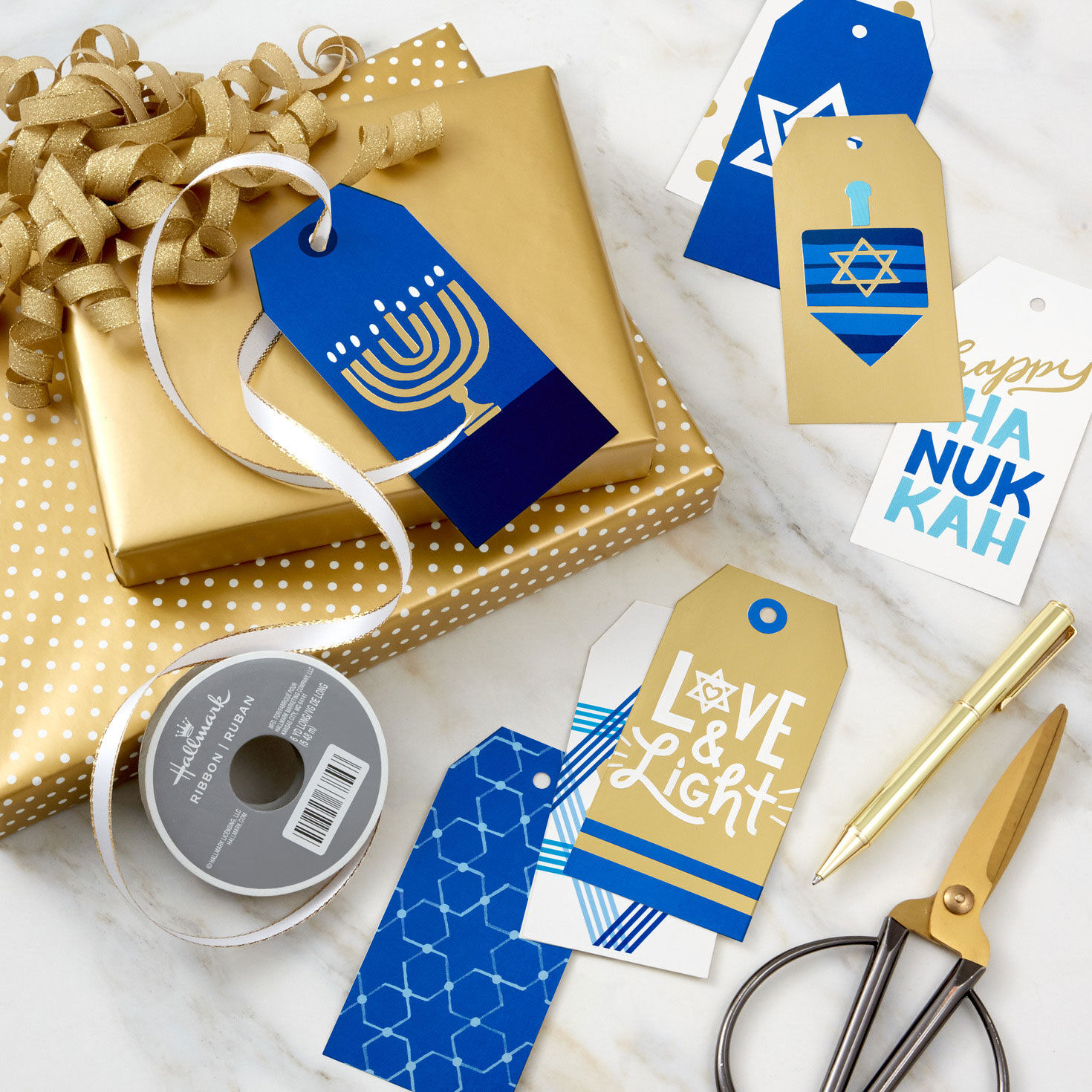 Happy Hanukkah 12-Pack Assorted Gift Tags in use image number 2