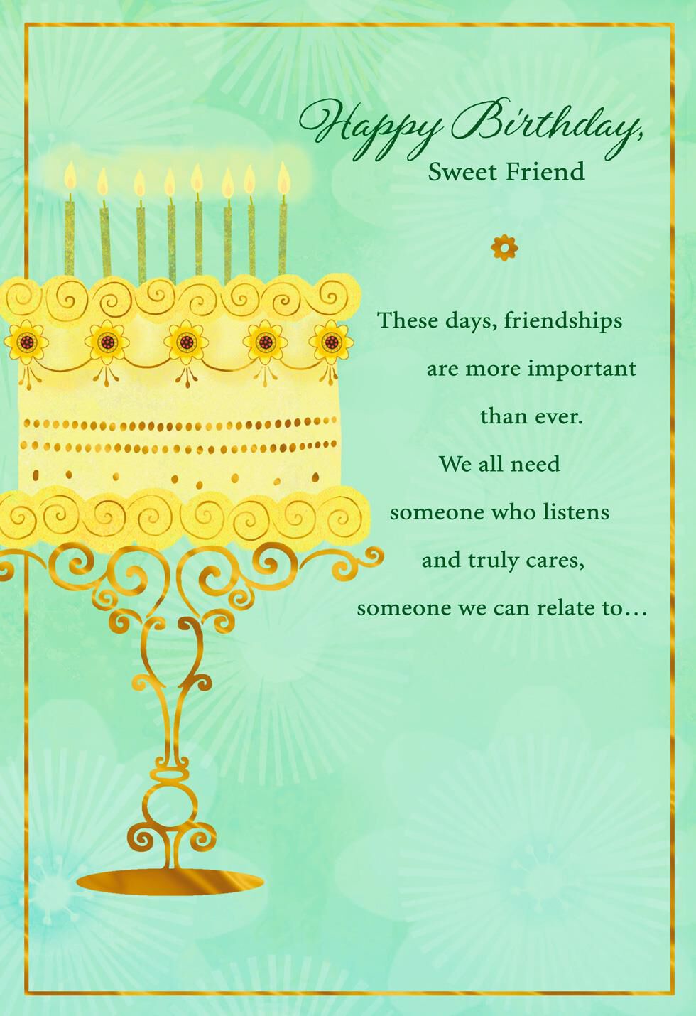 Elegant Cake and Candles Birthday Card for Friend