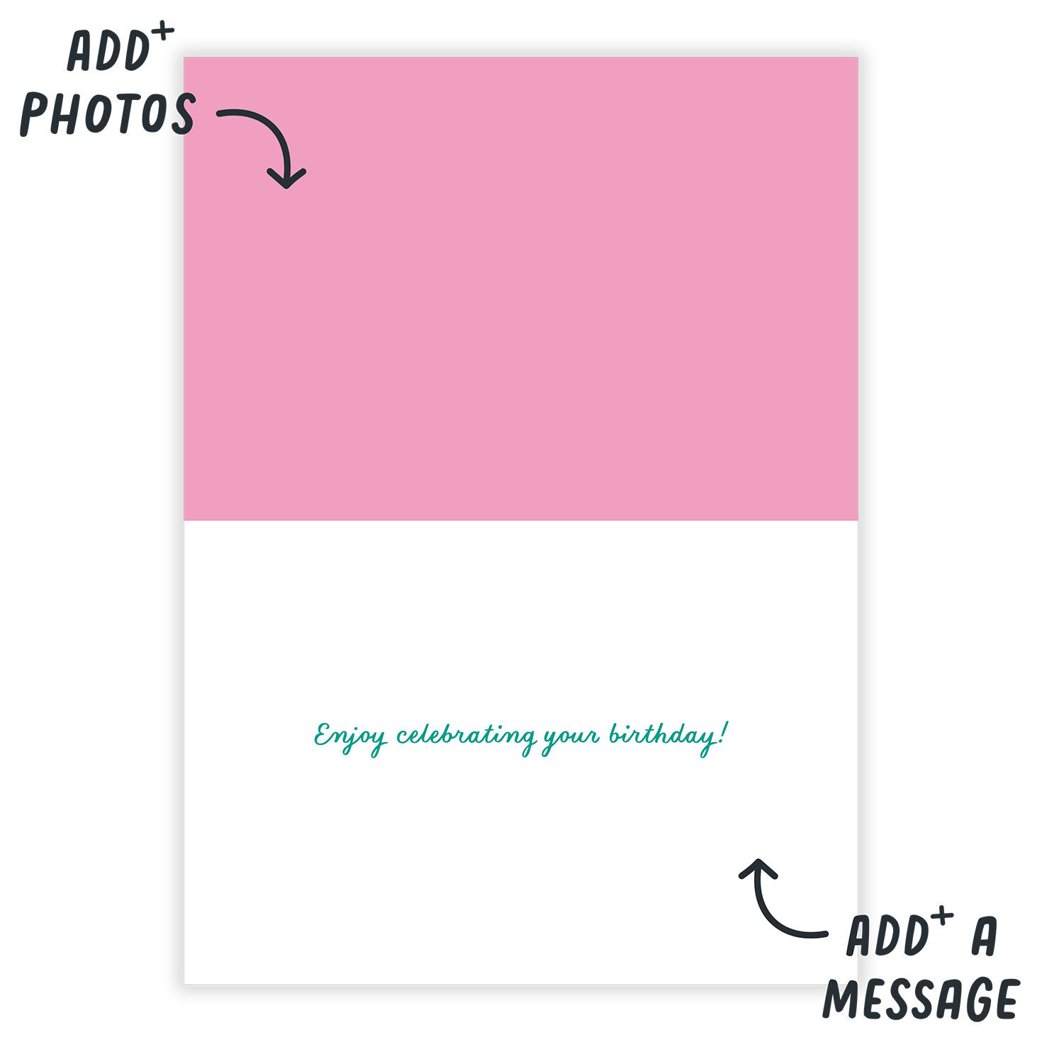 Green Pink Bubble Letters Personalized Birthday Card Open Card indicating personalization image number 3