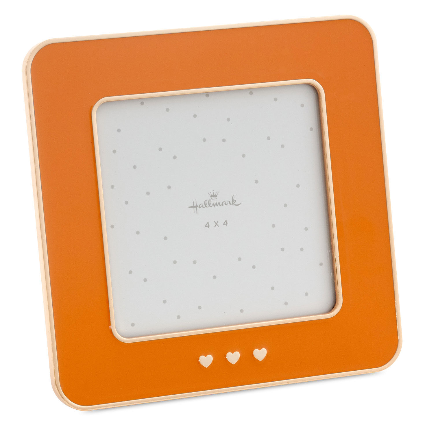 Three Hearts Orange Enamel Picture Frame, 4x4