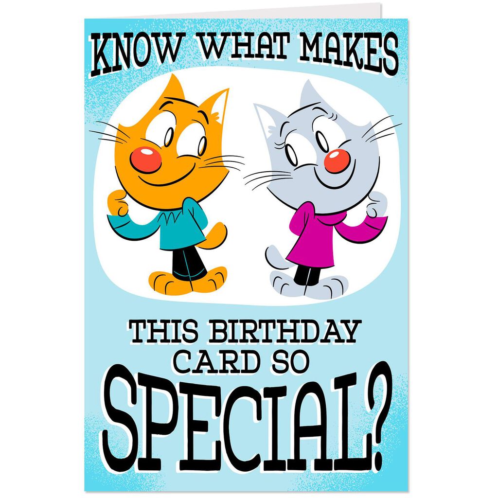 Cartoon Cats Holding Mirror Pop Up Birthday Card For Son