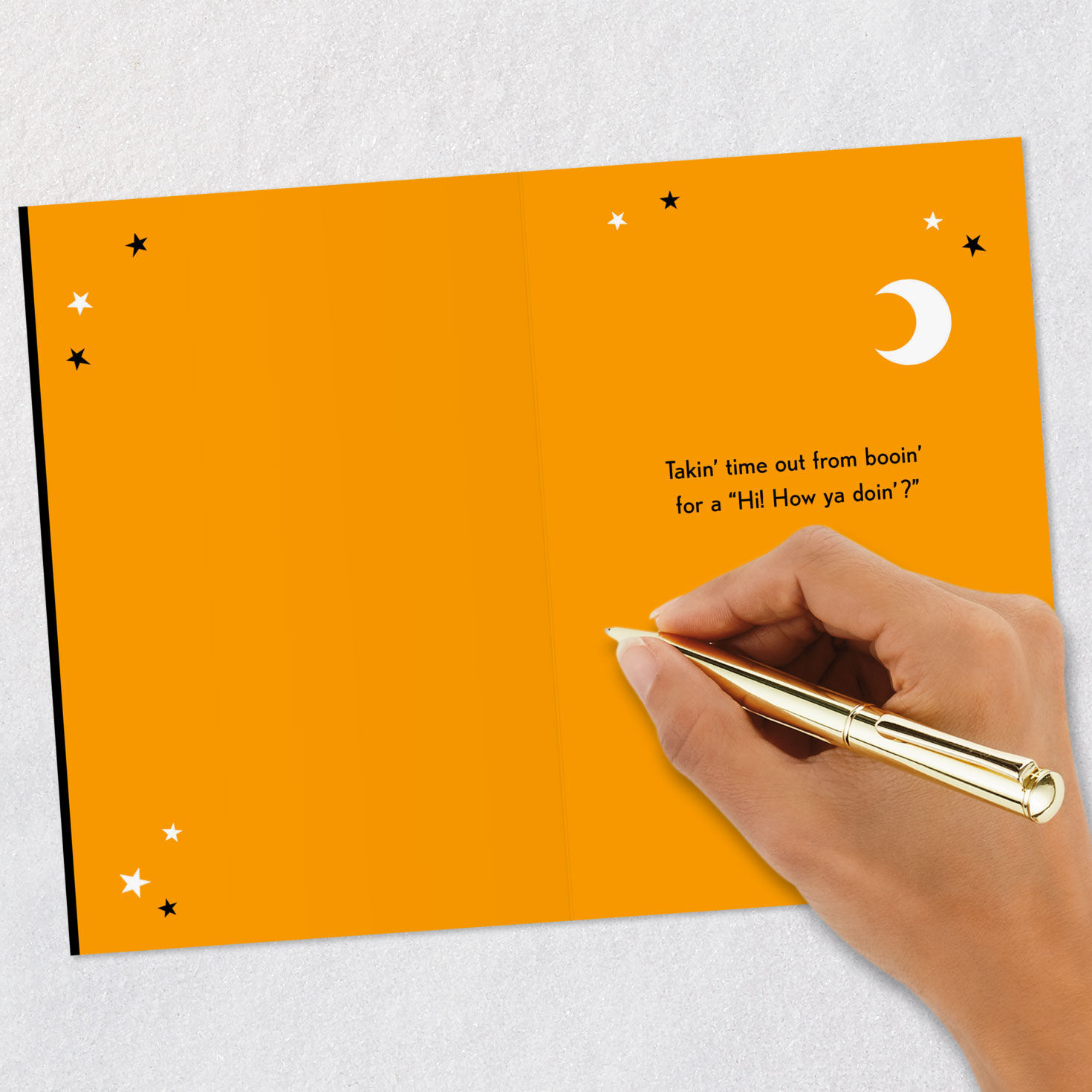 Smiling Ghosts and Stars Happy Halloween Card Signing card image number 6