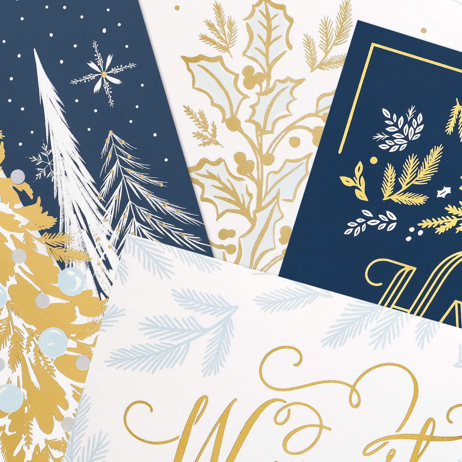 Blue and Gold Boxed Christmas Card Assortment Cover Detail image number 5