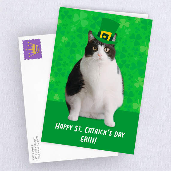 Personalized Leprechaun Cat St. Patrick’s Day Card, , large image number 4