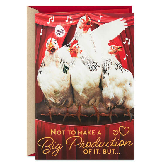 Clucking Chickens Funny Musical Valentine's Day Card, , large image number 1