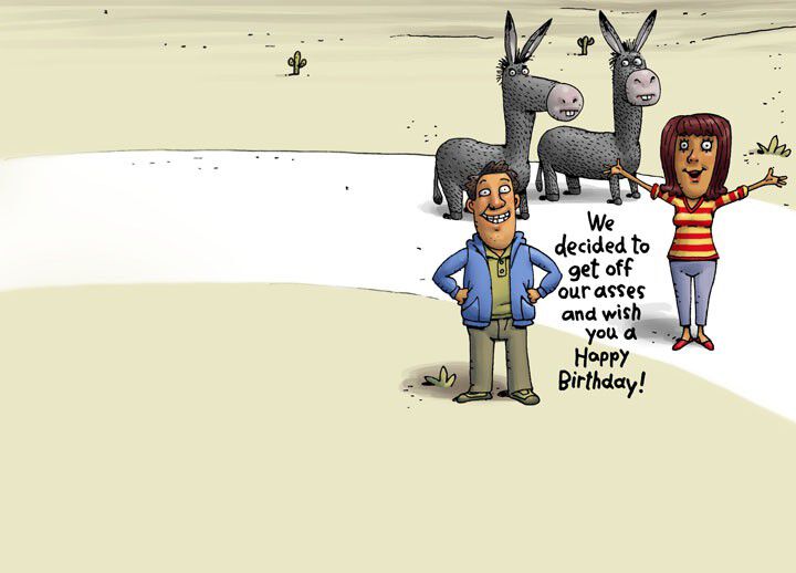 Donkeys and Asses Funny Birthday Card